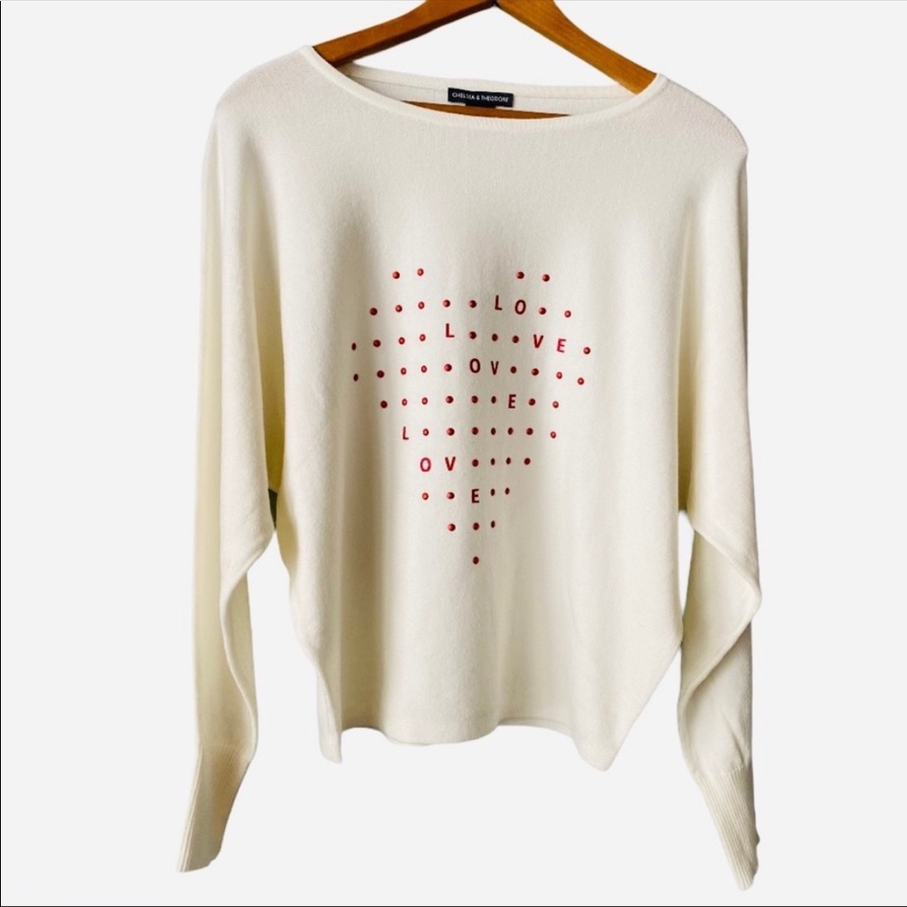 NEW Chelsea & Theodore Dolman Heart Sweater Small
